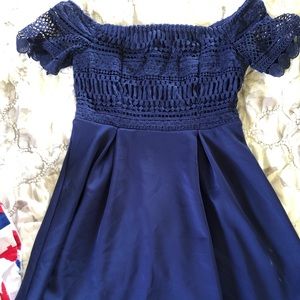 Francescas crochet top off shoulder dress